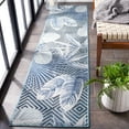 thumbnail image 3 of SAFAVIEH Cabana Salima Botanical Indoor/Outdoor Runner Rug, Aqua/Navy, 2' x 10', 3 of 8