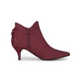 thumbnail image 4 of BLISSFUL STEP Women's Ankle Boots Pointed Toe Kitten Heel Faux Suede Dress Side Zipper Boots  Burgundy 9.5, 4 of 8