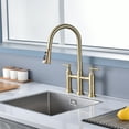 thumbnail image 6 of SUMERAIN 8-Inch Centerset Kitchen Bridge Faucet with Pull Down Sprayer 3 Hole Kitchen Faucet Stainless Steel, Brushed Gold, 6 of 10
