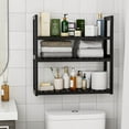 Bamboo Bathroom Shelves Organizer Shelves for Storage Black Adjustable