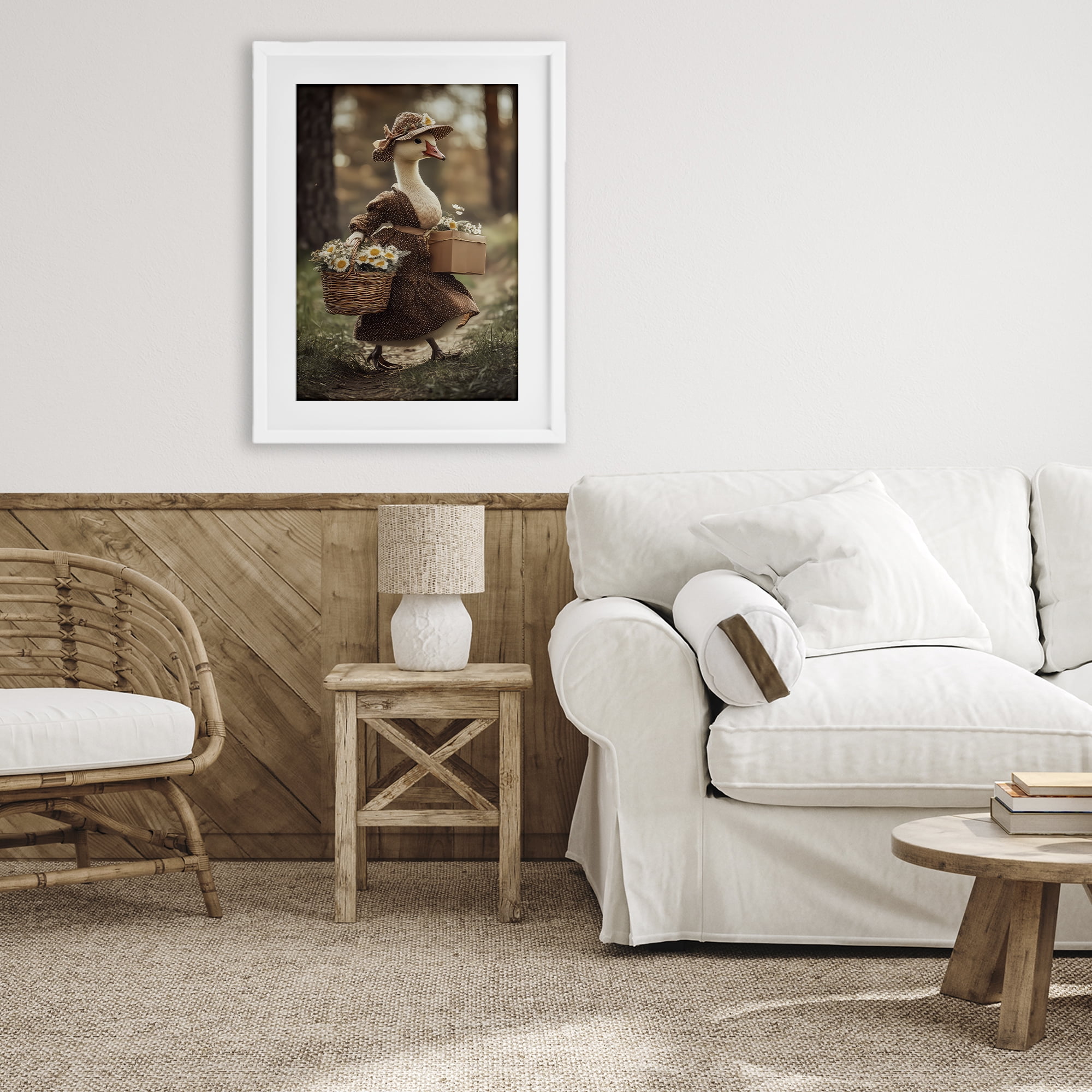 Stupell Industries Mother Goose with Flowers White Framed Print Under Glass, design by The Wands Want