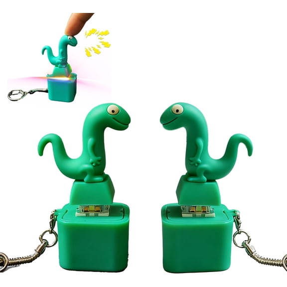 Wrongduck Lizard Keychain Sound Fidget Toy 2-Pack, Rechargeable Anxiety Relief Button Toy with Colorful Lights and Sound, Portable Stress Relief Keyboard Clicker for Adults and Kids