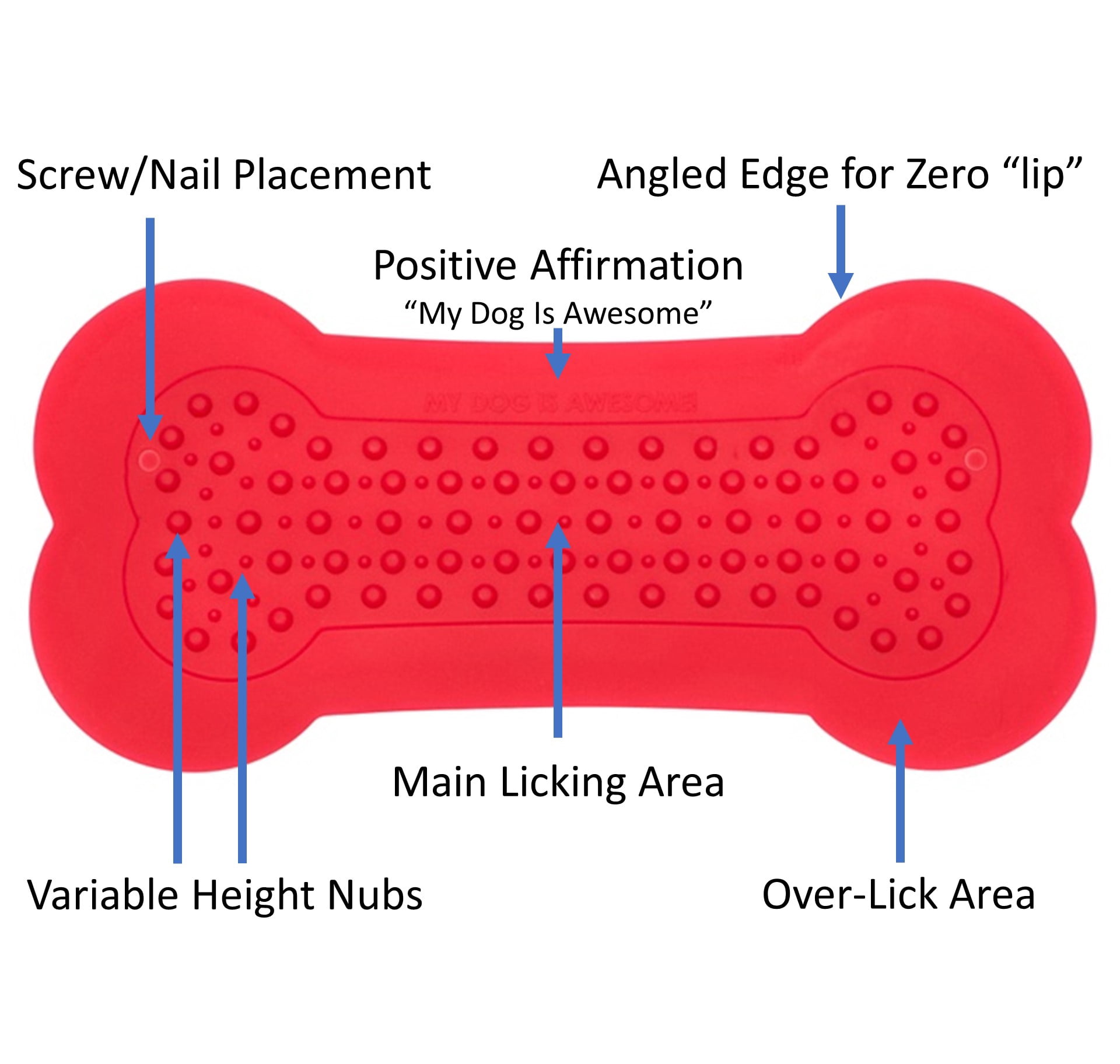 Perfect Curve Lick Lick Pad Dog Distraction Device for Bath Time, Red