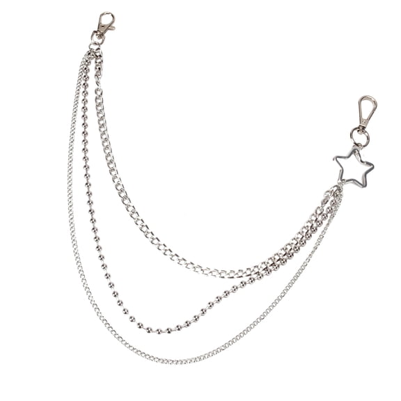 Hiphop Punk Metal Chain Belt with Silver Studs Adjustable Length Chain Belt for Fashionable Adults