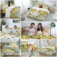 thumbnail image 5 of Cal King 4 Piece Bedding Set Pastoral Sunflower Butterfly Soft Breathable Duvet Cover and Pillowcase,Farm Eucalyptus Leaf on Linen Duvet Cover Set Washable Bed Sheets for Bedroom Dormitory Guest Room, 5 of 9