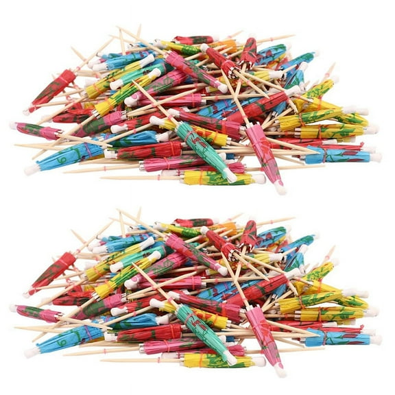 200 Mixed Paper Cocktail Umbrellas Parasols for Tropical Drinks Accessories