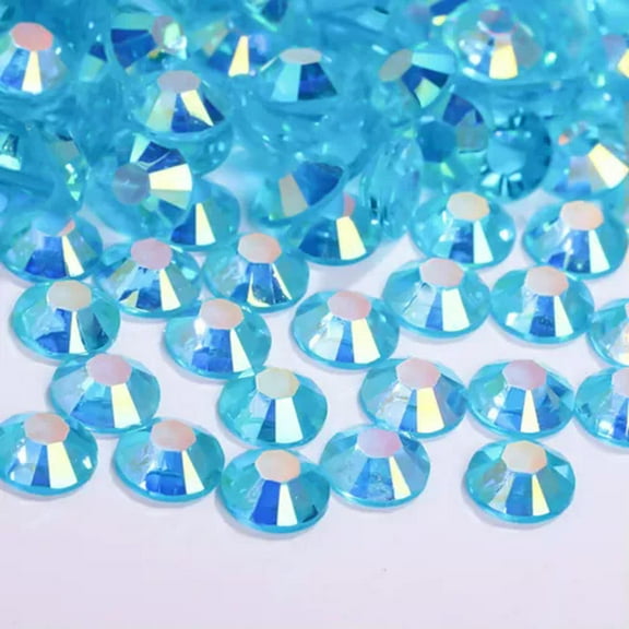 U8MO 5,000 Transparent AB Acrylic Round Flatback Rhinestone Glue on Gems 4mm SS16-Aqua Blue AB