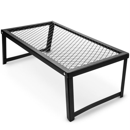 Round Steel Grates - Grizzly Peak Heavy Duty Steel Mesh Over Fire Camping Grill Grate, Personal Size, 2 People