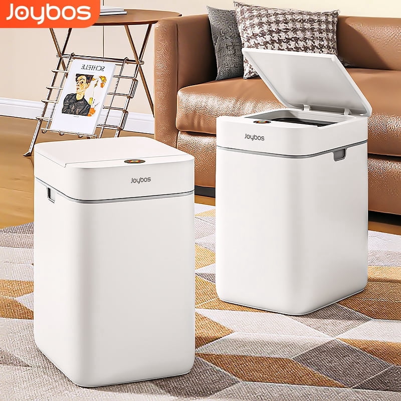 Joybos Automatic Sensor Garbage Cans, Bathroom 8.5L  Trash Can with Lid, Small Waste Baskets, White