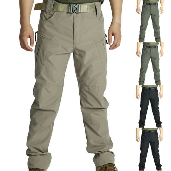 CFLVAEK Mens Tactical Pants Water Resistant Outdoor Cargo Pant with Multi Pockets Wind Proof Wide Leg Military Workout Cargo Pants Green L