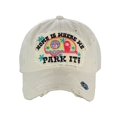thumbnail image 2 of NYFASHION101 Women's Distressed Unconstructed Embroidered Baseball Cap Dad Hat, Park It, Stone, 2 of 2