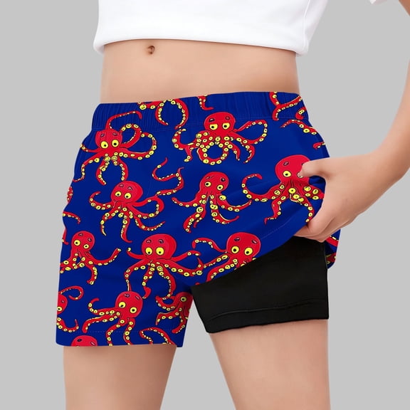 ATOGUTA Swim Shorts for Boys with Boxer Brief Liner Boy Bathing Suit Quick Dry Beach Swimsuit Kids Swim Trunks Size 5T-15, Red