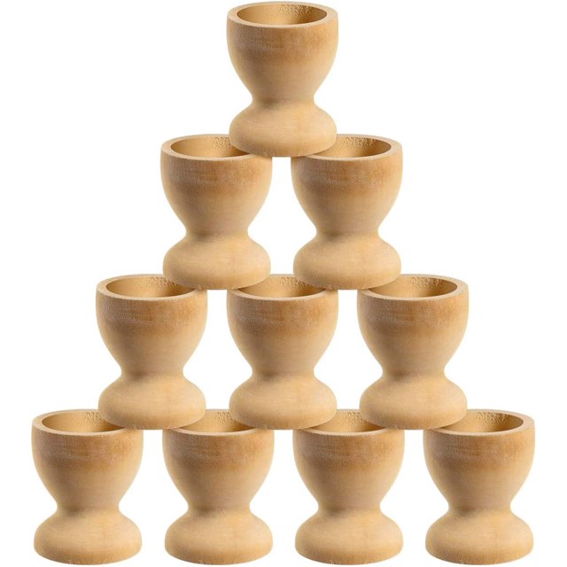 10 piezas de hueveras de madera fiesta de Pascua de primavera sin pintar portahuevos de Pascua soporte de madera para huevos para niños DIY pintura artesanía suministros hogar cocina