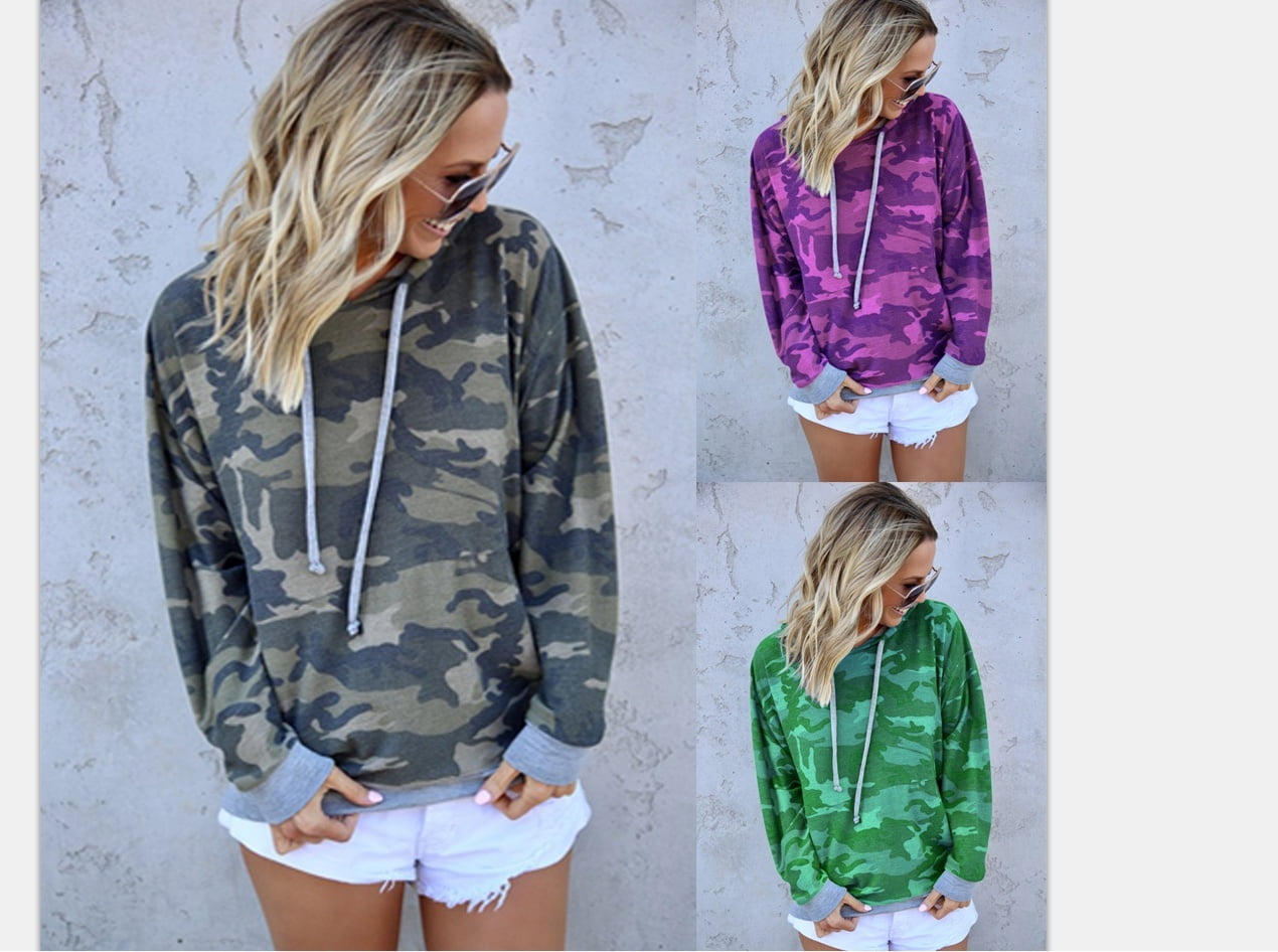 camouflage hooded shirts & tops