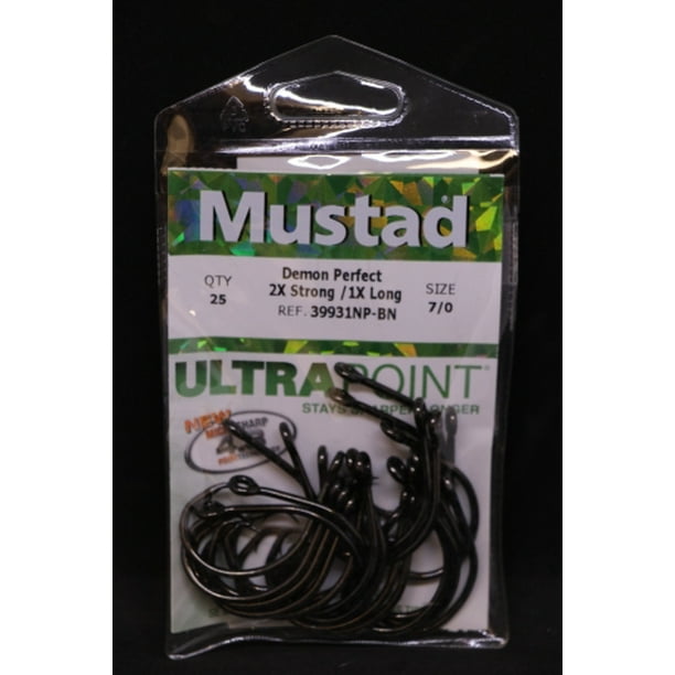 Mustad 39931NP-BN Demon Perfect Circle Inline Hook 2X Strong - Size 7/0 ...