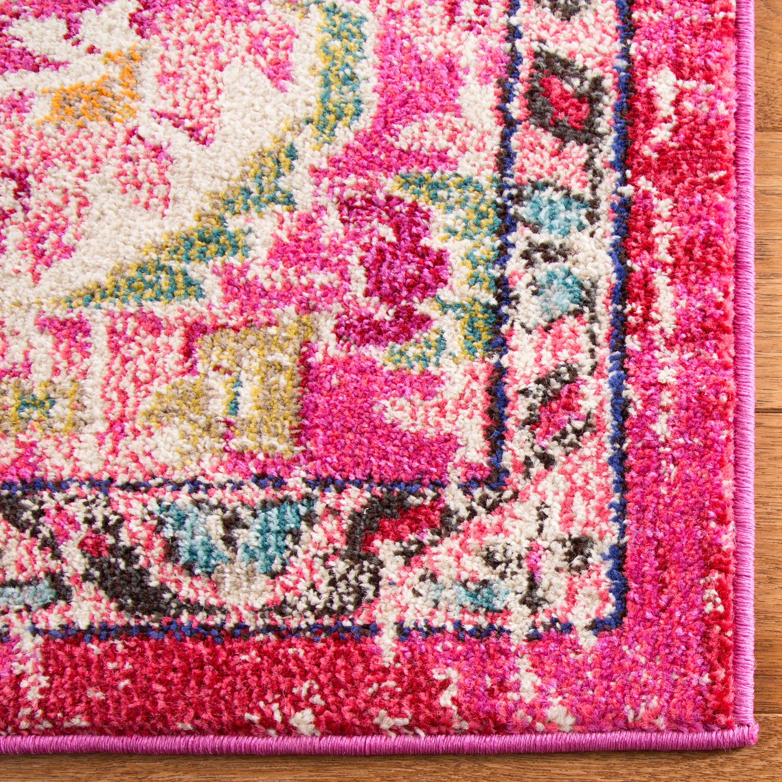 SAFAVIEH Area Rug 12x18 - Monaco Collection - X-Large - Traditional Design, Pink & Multi, Ideal for Living Room, Bedroom, Dining Space