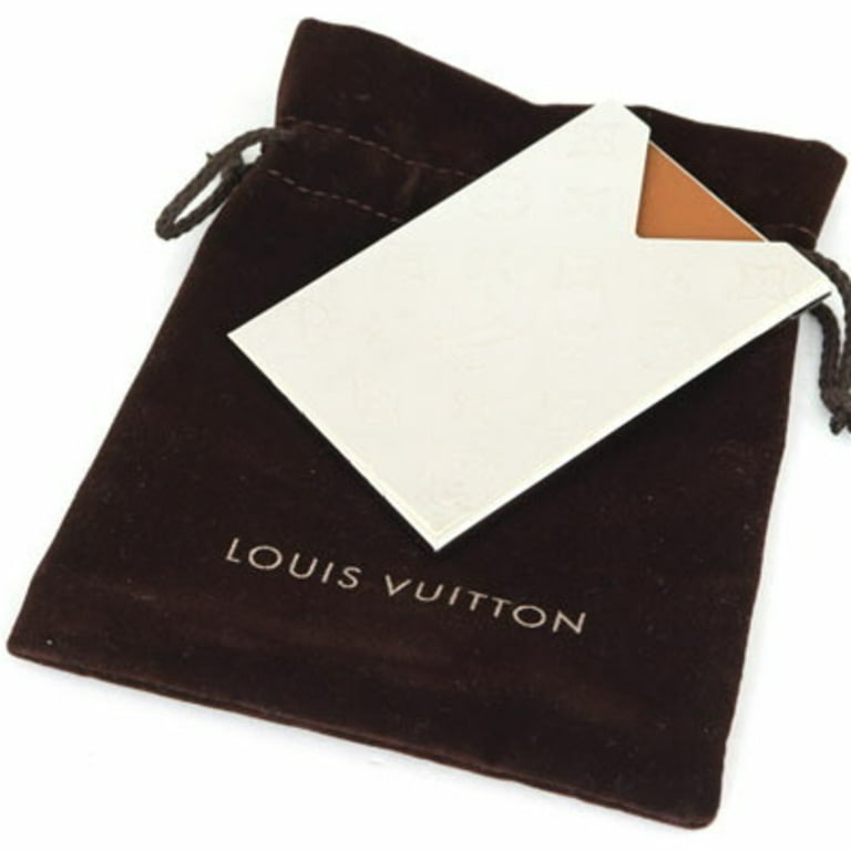 Louis Vuitton Card Case M62489 Silver Brown Metal Leather Holder Embossed  Men Women