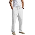 thumbnail image 4 of Hesxuno Men Straight Leg Nylon pants Elastic Drawstring Waist Pants Solid Summer Pants with Pockets Casual Comfy Lightweight Pants White XL, 4 of 4
