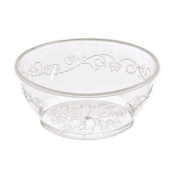EcoQuality 6oz D' Vine Clear Bowl – Disposable, Durable, and Elegant Serveware, Reusable Plastic Serving Bowl for Salads, Desserts & Snacks – Tableware Weddings, Parties, Catering (20)
