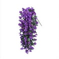 thumbnail image 1 of Colgante de pared de flor de trompeta de petunia artificial | Tela realista de vegetación, elegante enredadera decorativa | Fácil instalación, pétalos suaves realistas, acentos violetas, 1 pieza |, 1 of 9