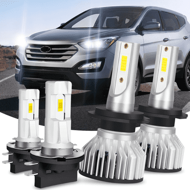 For 2009-2016 Hyundai Santa Fe 2015 2014 2013 2012 2011 2010 LED Light Bulbs High Low Beam Headlamp