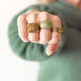 thumbnail image 3 of Geometric Dome Ring with Green Enamel Cross Hatch Pattern - Size 5 Jewelry Ring Silver, 3 of 4
