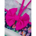 thumbnail image 5 of YiZYiF Girls 2PCS Tankini Swimsuit Bowknot Back Tops with Wide Elastic Waistband Bottoms Bathing Suit Leopard Rose 4, 5 of 7