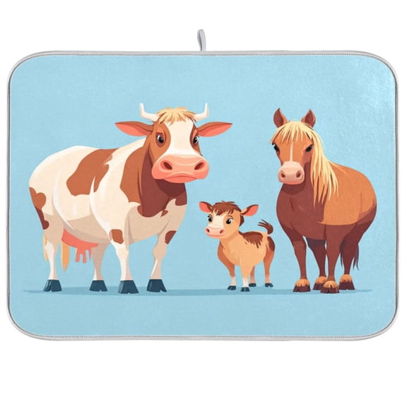 Iauyy Dish Drying Mat for Kitchen Counter, Super Absorbent & Hanging 16x18 / 18x24 Inch (S/M) Soft Light Blue