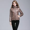 thumbnail image 6 of Ikevan Women Light Outerwear Solid Hooded Zippers Pocket Coat Down Jackets, 6 of 6