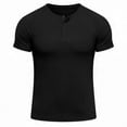 thumbnail image 3 of Generic Men's Ribbed Henley Tshirts Casual Crewneck Short Sleeve T-Shirt Gym Workout Athletic Shirt Tees with Button, 3 of 5