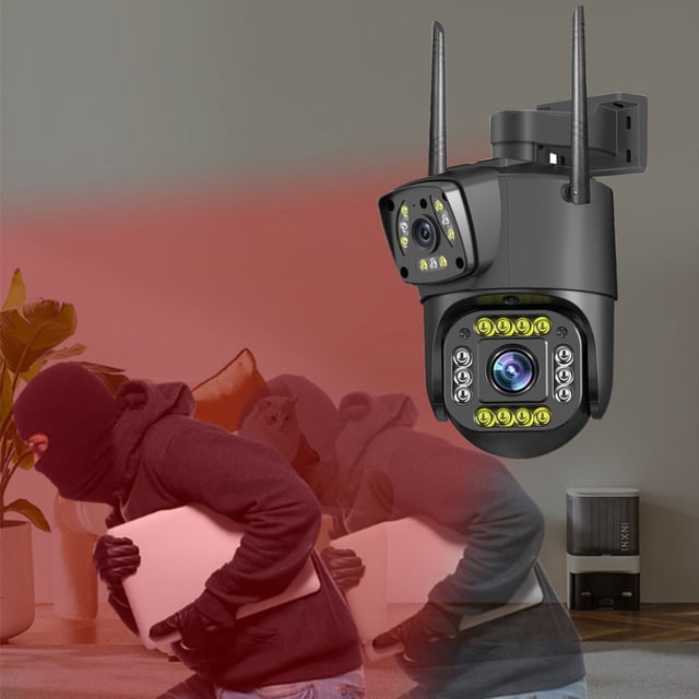 Cámara inalámbrica de doble pantalla para uso doméstico en exteriores, conexión de 360 grados al móvil, alta definición remota, monitor de seguridad inalámbrico sin ángulos muertos.