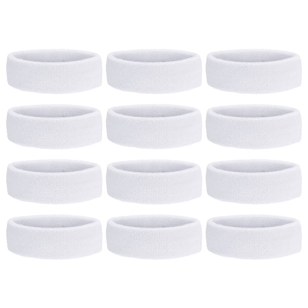 Bandas de sudor Uxcell, banda de sudor de tela de rizo para mujeres y hombres, deportes, baloncesto, tenis, atlético, blanca, 12 piezas