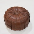 thumbnail image 5 of Round Shaped Buffalo Leather Handmade Eco-Friendly Brown Color - Round Shape Pouf, 14"x14"x14", Plain Solid Pouf, Buffalo Leather Pouf, Recycled Foam with Fibre Fill Stuffed Pouf, Leather Seating Pouf, 5 of 5