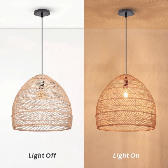 Hollymoon Bohemian Rattan Lighting Fixture Wicker Hanging Pendant Lights