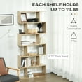 thumbnail image 6 of CoSoTower 75.5"H Bookcase 6 Shelf S-Shaped Bookshelf Wooden Storage Display Stand Shelf Organizer Free Standing Oak, 6 of 9