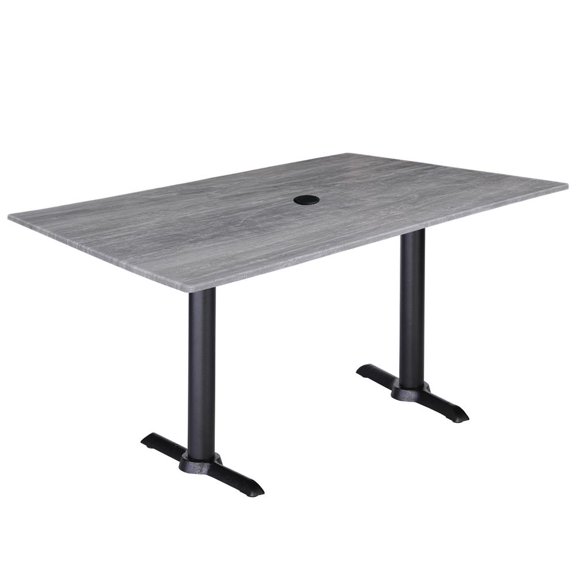 Holland Bar Stool Two 30" Tall OD211EB Indoor/Outdoor All-Season Table Bases with a 30" x 48" Greystone Top with Umbrella Hole