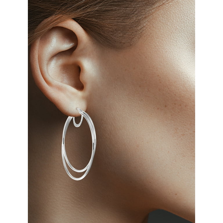 Simone I. Smith Sterling Silver Platinum Tone Large Double