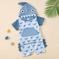 thumbnail image 4 of Baby Boy Outfits Summer Baby Toddler Boys 3D Shark Design Breathable Lightweight Round Neck Short Sleeved T Shirt Shorts Two Piece Set Toddler Boy Outfits Blue 3Y, 4 of 6