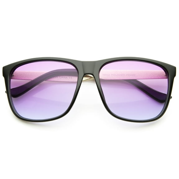 sunglassLA Unisex Modern Horn Rimmed Gradient Colored Lens Metal Temple Square Sunglasses (Black / Pink) - 56mm