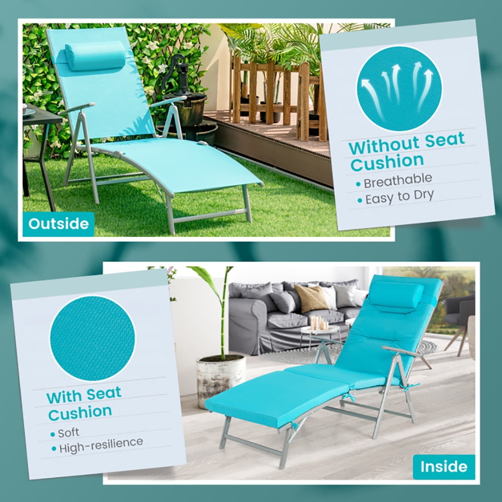 Aimee Lii Folding Chaise Lounge Chair Outdoor Reclining Chair for Backyard, Patio Loungers, Tuiquoise