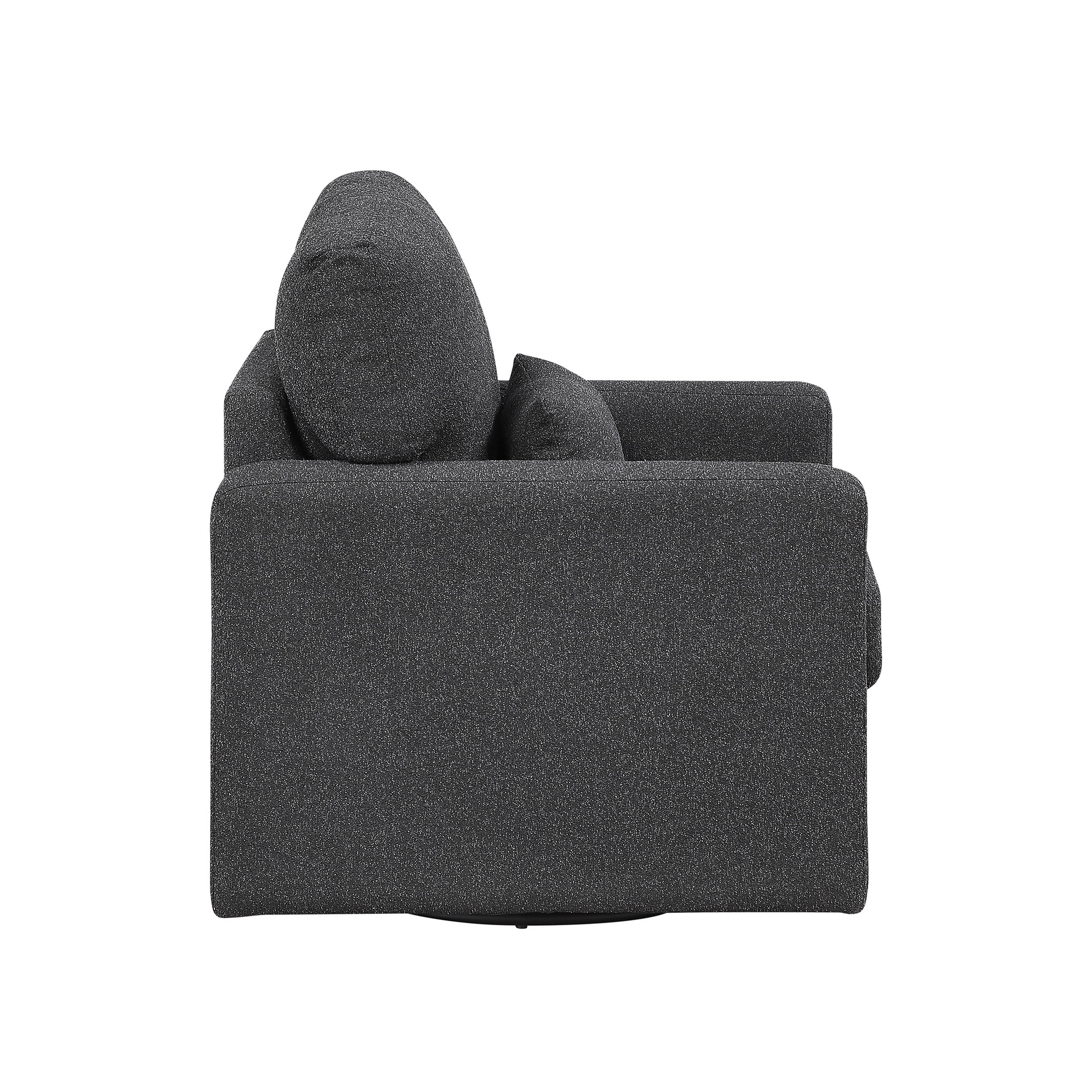 OakvillePark Vona Contemporary Boucle Swivel Chair, Black