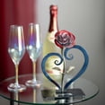thumbnail image 3 of Gift Hand-forged Wrought Iron Red Metal Rose With Heart - Shaped Stand, 3 of 5
