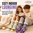 thumbnail image 6 of Muk Luks Kids Jacquard Knit Character Cabin Socks, 2 Pack, Soft Sole with Silicone Grippers, YLW/PRPL, S/M, 6 of 8