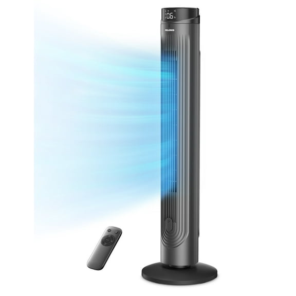 PELONIS 42-Inch Quiet Oscillating Tower Fan with Remote Control, 5 Speeds, 4 Modes, Digital Timer, Indoor Cooling, Black