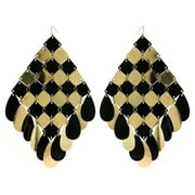 Large Multi-Tier Gold-Tone And Black Dangle Earrings For Women TME1164-2