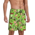 thumbnail image 2 of Naloa Cute Green Frog Men's Short Pajama Pants, Lounge Comfort Shorts with Elasticized Waistband and Side Pockets - Medium, 2 of 9