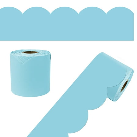 Carson Dellosa 65' Sky Blue Rolled Scalloped Bulletin Board Borders (1 roll)