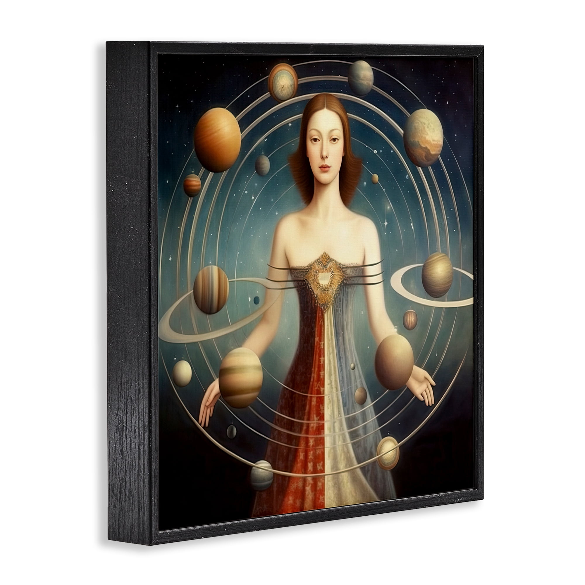 Galactic Orbits Woman Black Framed Giclee Art, design by Sasha