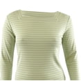 thumbnail image 2 of LAUREN RALPH LAUREN Womens Green Striped 3/4 Sleeve Square Neck Top L, 2 of 3
