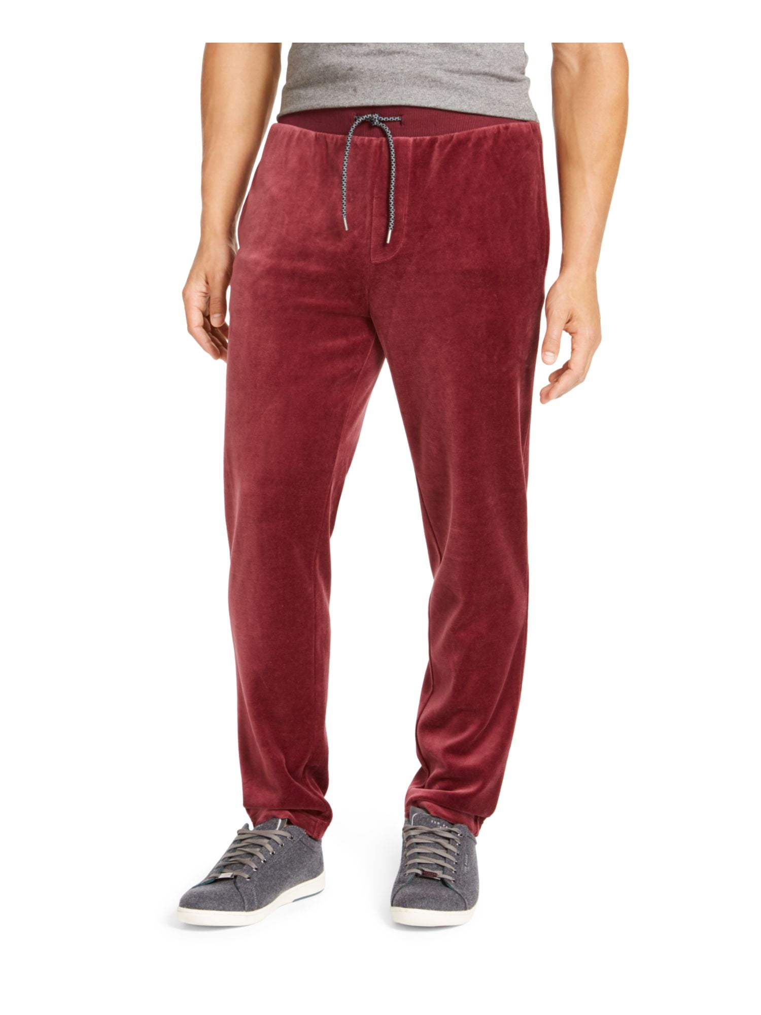 TASSO ELBA Mens Burgundy Drawstring, Pants L